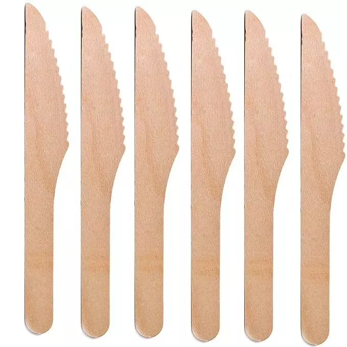 UMBRELLA CORPORATION 140 mm Disposable Cake Cutting Knife Wooden Body  for Parties, Weddings, Events (Pack of 100)