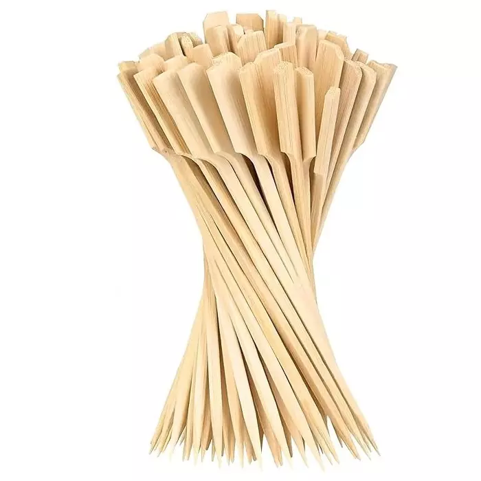 UMBRELLA CORPORATION 4 inch (101.6 mm) Disposable Wooden Paddle Skewers  for Parties, Weddings, Events (Pack of 100)