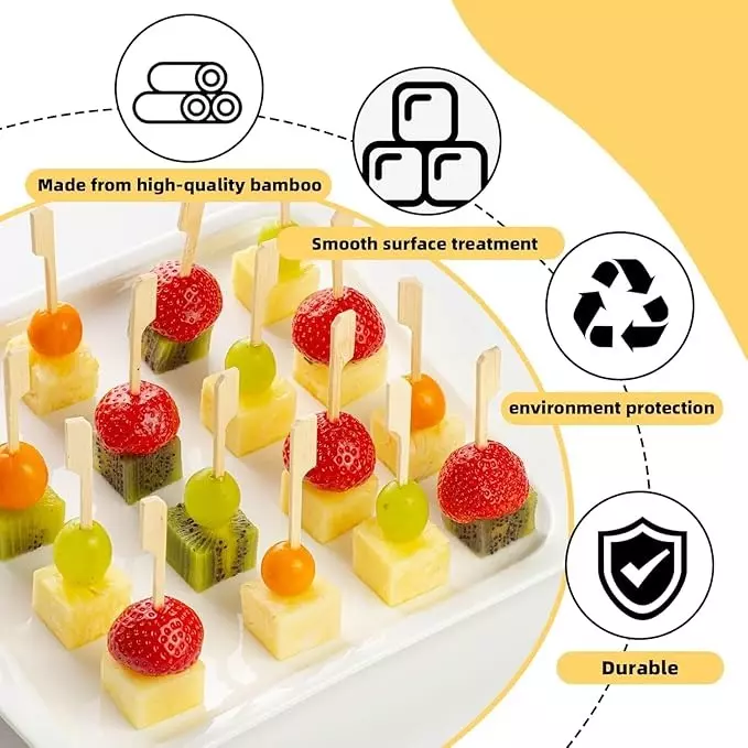 UMBRELLA CORPORATION 4 inch (101.6 mm) Disposable Wooden Paddle Skewers  for Parties, Weddings, Events (Pack of 100)