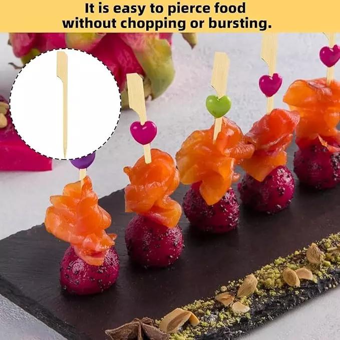 UMBRELLA CORPORATION 4 inch (101.6 mm) Disposable Wooden Paddle Skewers  for Parties, Weddings, Events (Pack of 100)