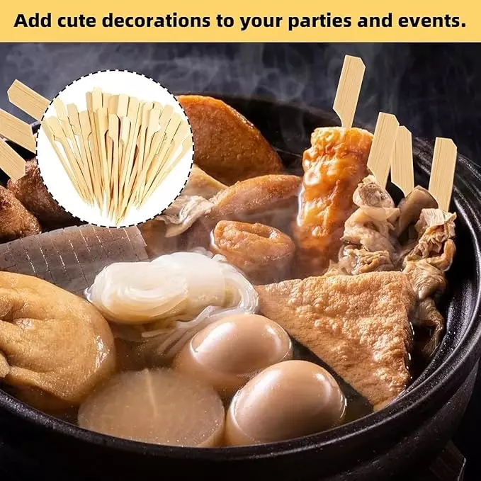 UMBRELLA CORPORATION 4 inch (101.6 mm) Disposable Wooden Paddle Skewers  for Parties, Weddings, Events (Pack of 100)