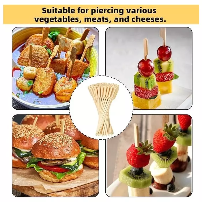 UMBRELLA CORPORATION 4 inch (101.6 mm) Disposable Wooden Paddle Skewers  for Parties, Weddings, Events (Pack of 100)