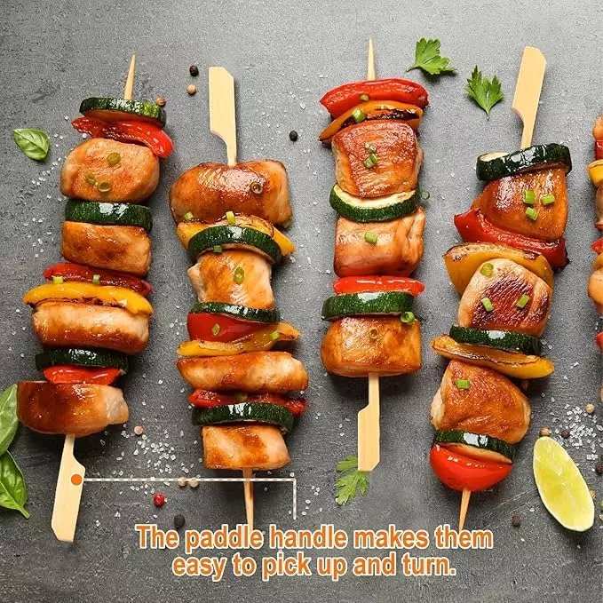 UMBRELLA CORPORATION 6 inch (152.4 mm) Disposable Wooden Paddle Skewers  for Parties, Weddings, Events (Pack of 100)