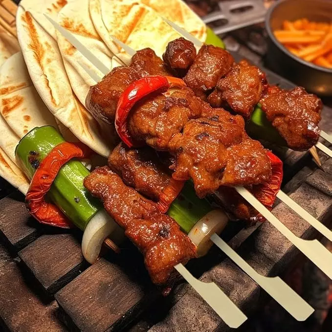 UMBRELLA CORPORATION 6 inch (152.4 mm) Disposable Wooden Paddle Skewers  for Parties, Weddings, Events (Pack of 100)