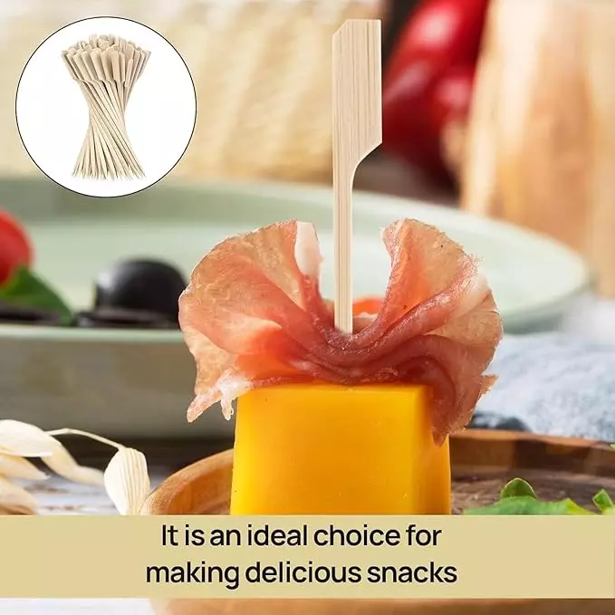 UMBRELLA CORPORATION 6 inch (152.4 mm) Disposable Wooden Paddle Skewers  for Parties, Weddings, Events (Pack of 100)