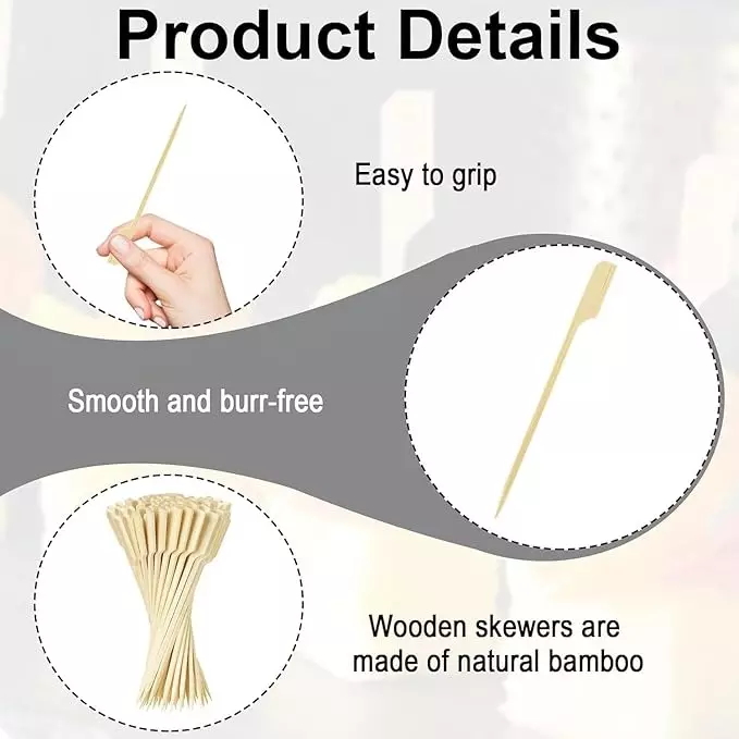 UMBRELLA CORPORATION 10 inch (254 mm) Disposable Wooden Paddle Skewers  for Parties, Weddings, Events (Pack of 100)