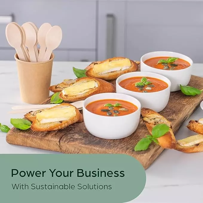 UMBRELLA CORPORATION 160 mm Disposable Spoons Wooden Body  for Parties, Weddings, Events (Pack of 100)