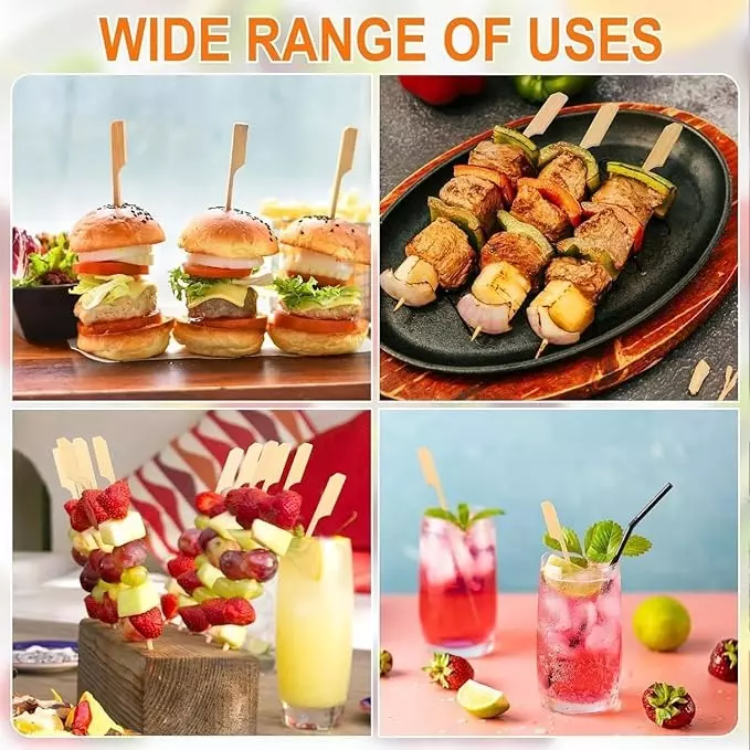 UMBRELLA CORPORATION 16 inch (406.4 mm) Disposable Bamboo Paddle Skewers  for Parties, Weddings, Events (Pack of 100)