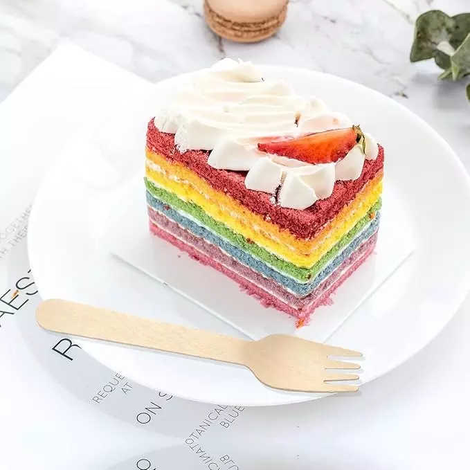 UMBRELLA CORPORATION 160 mm Disposable Wooden Forks  for Parties, Weddings, Events (Pack of 100)