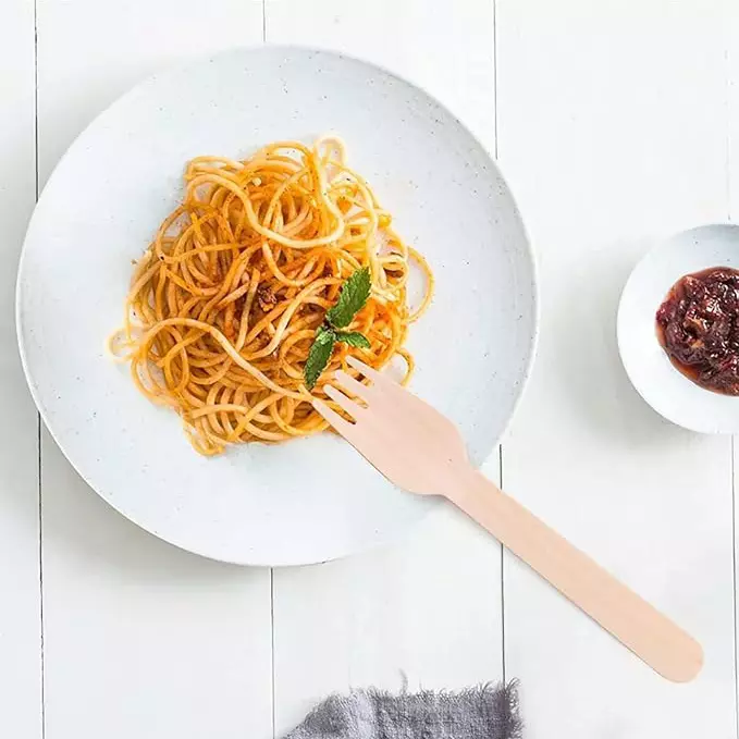 UMBRELLA CORPORATION 160 mm Disposable Wooden Forks  for Parties, Weddings, Events (Pack of 100)