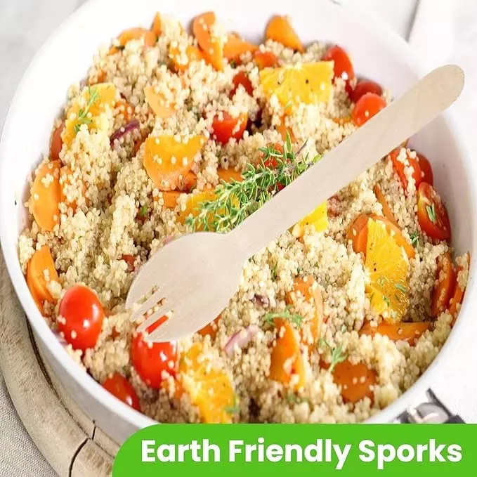 UMBRELLA CORPORATION 160 mm Disposable Wooden Sporks  for Parties, Weddings, Events (Pack of 100)