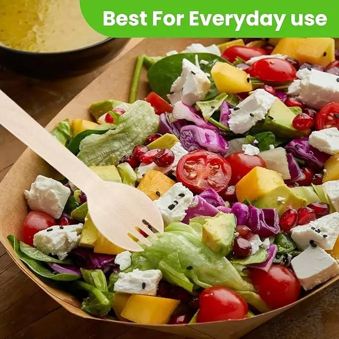 UMBRELLA CORPORATION 160 mm Disposable Wooden Sporks  for Parties, Weddings, Events (Pack of 100)