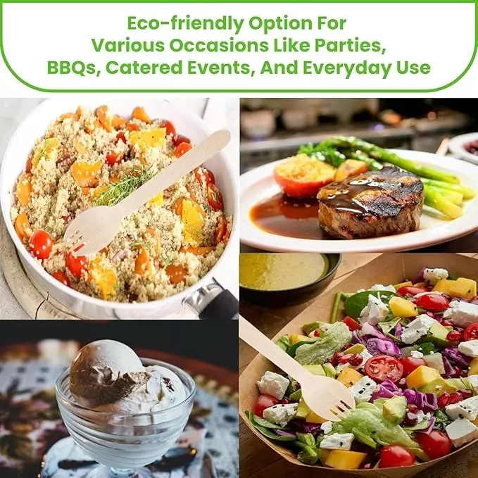 UMBRELLA CORPORATION 160 mm Disposable Wooden Sporks  for Parties, Weddings, Events (Pack of 100)