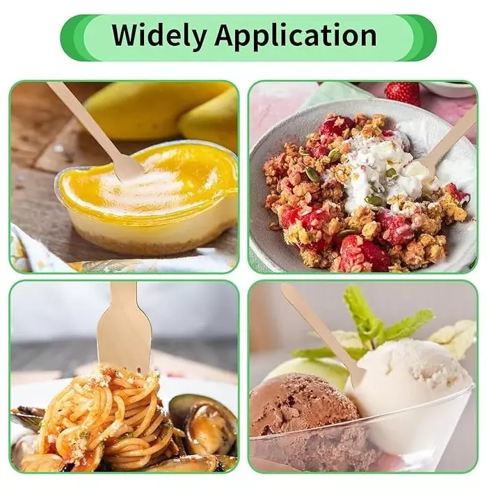 UMBRELLA CORPORATION 95 mm Disposable Spoons Wooden Body  for Parties, Weddings, Events (Pack of 100)