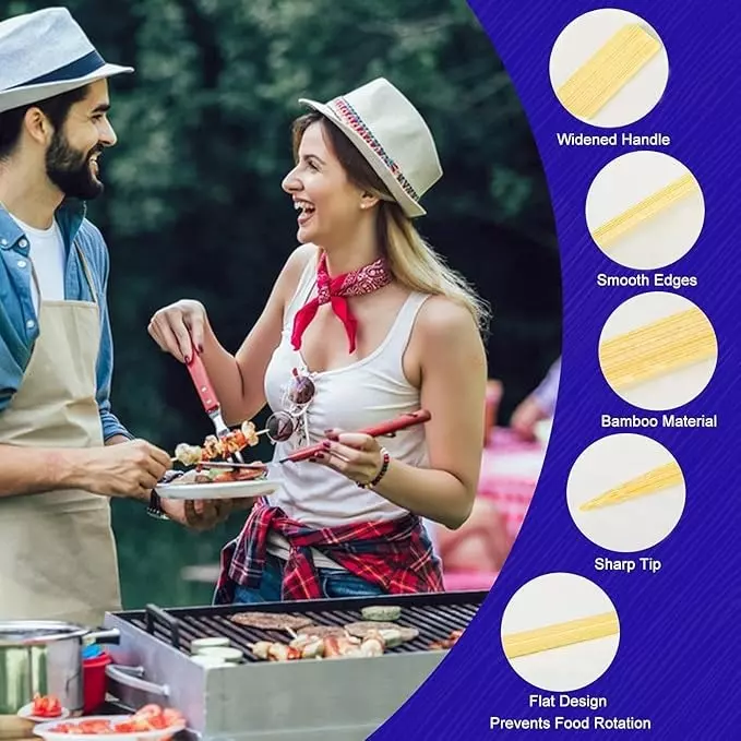 UMBRELLA CORPORATION 8 inch (203.2 mm) Disposable Wooden Paddle Skewers  for Parties, Weddings, Events (Pack of 100)