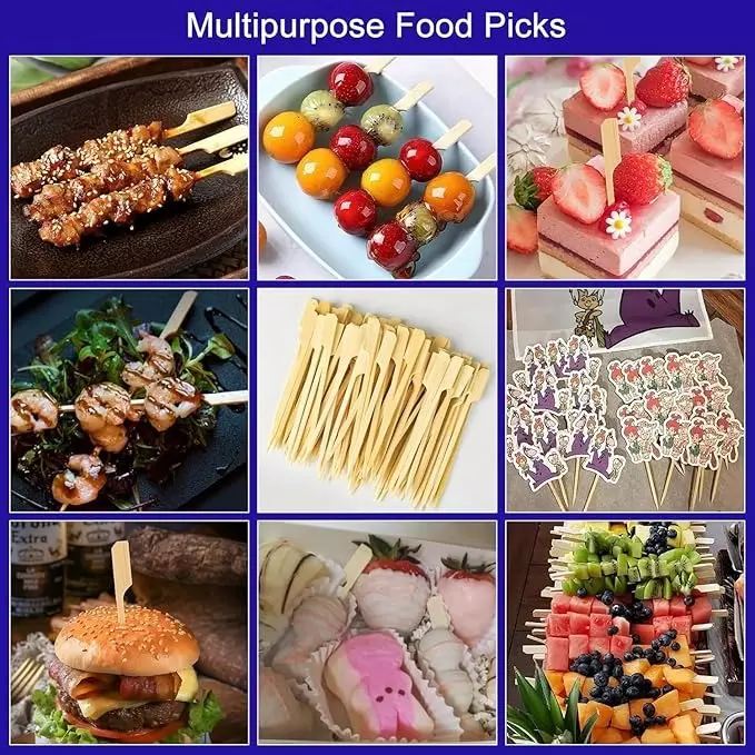 UMBRELLA CORPORATION 8 inch (203.2 mm) Disposable Wooden Paddle Skewers  for Parties, Weddings, Events (Pack of 100)