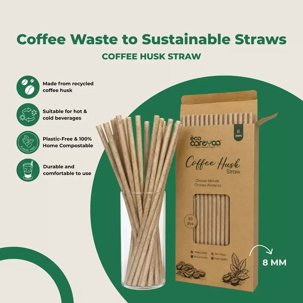 eco-aaroyaa-coffee-husk-straw-sugarcane-bagasse-natural-finish-natural-brown-21-cm-length-8-mm-diameter-for-cold-beverages-pack-of-50-pcs