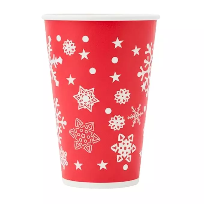 UMBRELLA CORPORATION 500 ml Disposable Paper Cups Red Color Print Pattern (Pack of 100)