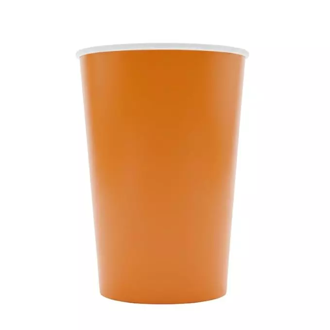 UMBRELLA CORPORATION 250 ml Disposable Paper Cups Orange Color Solid Print Pattern (Pack of 100)