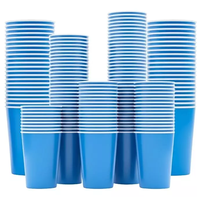UMBRELLA CORPORATION 250 ml Disposable Paper Cups Blue Color Solid Print Pattern (Pack of 100)