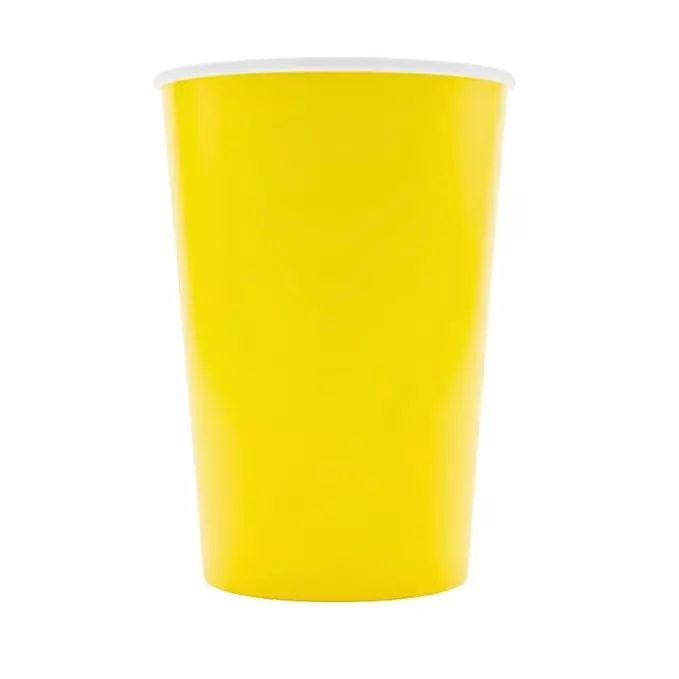 UMBRELLA CORPORATION 250 ml Disposable Paper Cups Yellow Color Solid Print Pattern (Pack of 100)