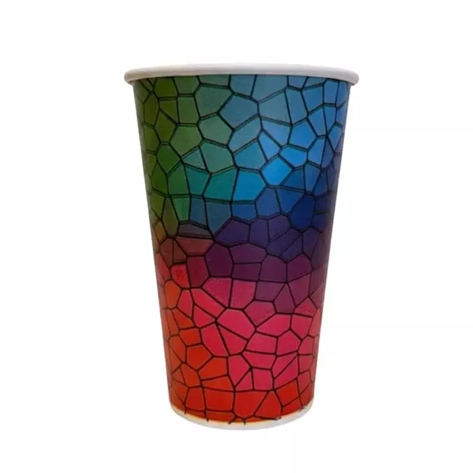 UMBRELLA CORPORATION 250 ml Disposable Paper Cups Multicolor Abstract Print Pattern (Pack of 100)