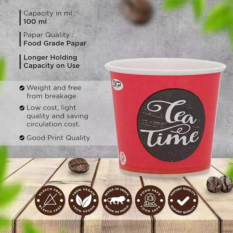 Generic 100 ml Disposable Coffee Cup Red (Pack of 1600 Pcs)