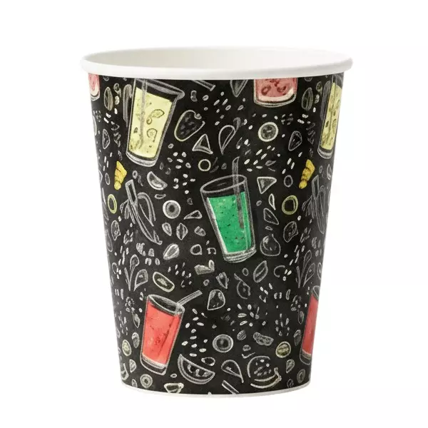 UMBRELLA CORPORATION 400 ml Disposable Paper Cups Black Color Print Pattern (Pack of 100)