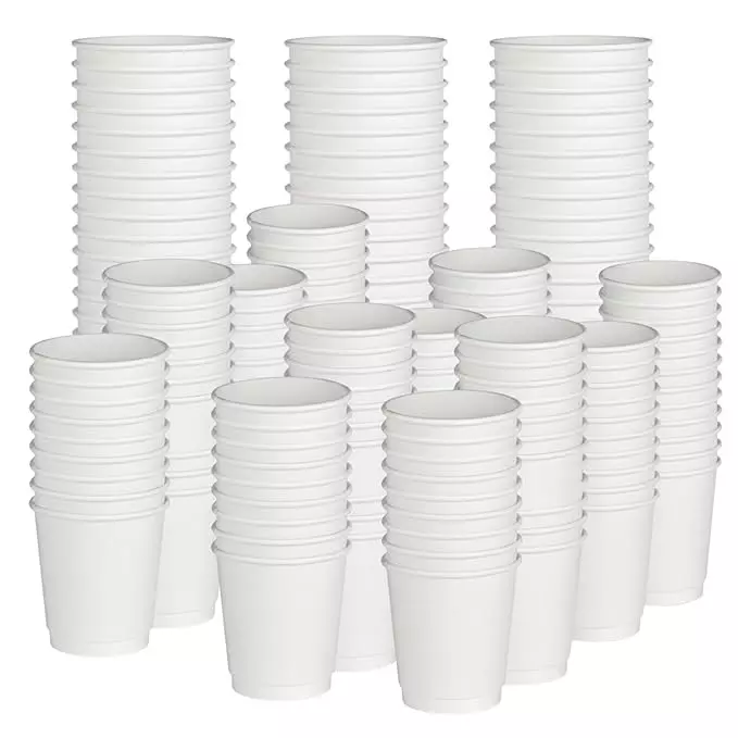 UMBRELLA CORPORATION 250 ml Disposable Paper Cups 600 GSM Thick Wall White Color Solid Print Pattern (Pack of 100)