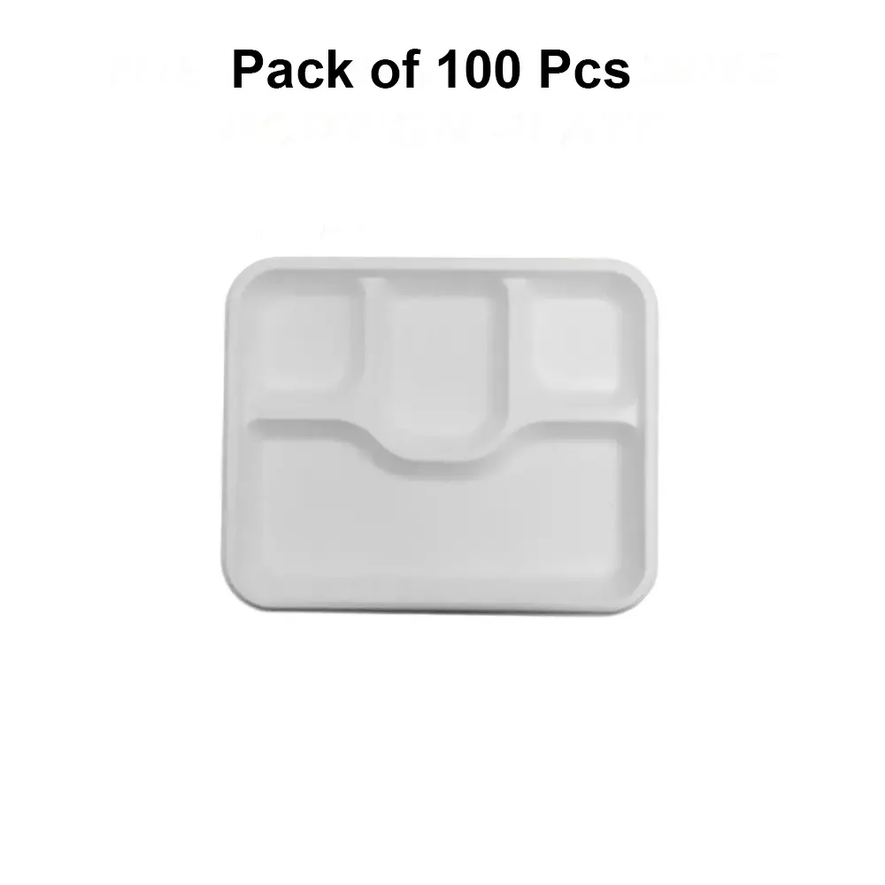 eco-infinity-sectioned-disposable-plate-rectangular-white-4-compartments-2794-mm-11-inch-plate-size-pack-of-100