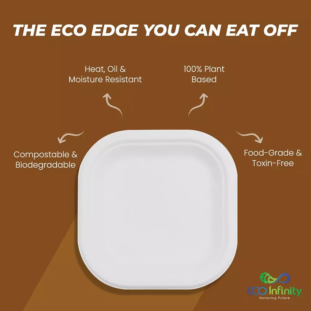 eco-infinity-disposable-plate-square-shape-white-sugarcane-bagasse-6-inch-1524-cm-size-size-for-serving-snack-dinner-foods-pack-of-100-pcs