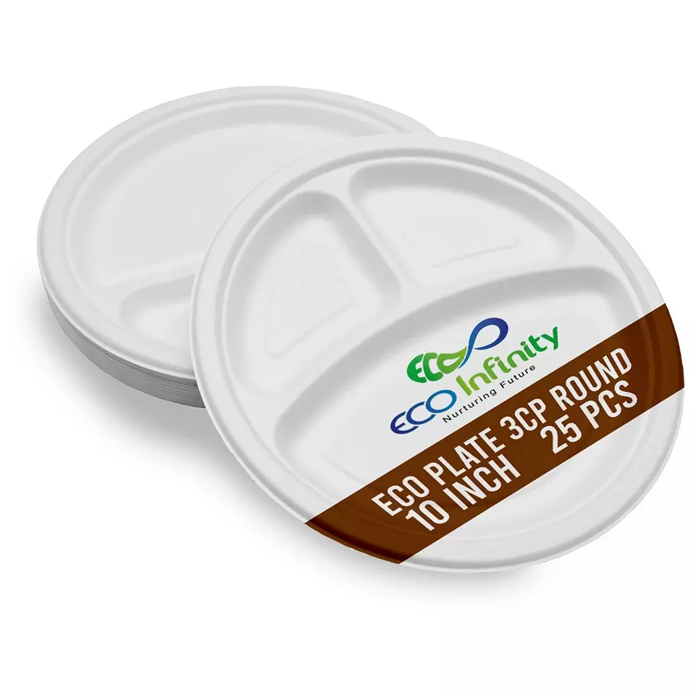 eco-infinity-3-compartment-sectioned-disposable-plate-round-shape-white-sugarcane-bagasse-10-inch-254-cm-size-for-serving-snack-dinner-foods-pack-of-25-pcs