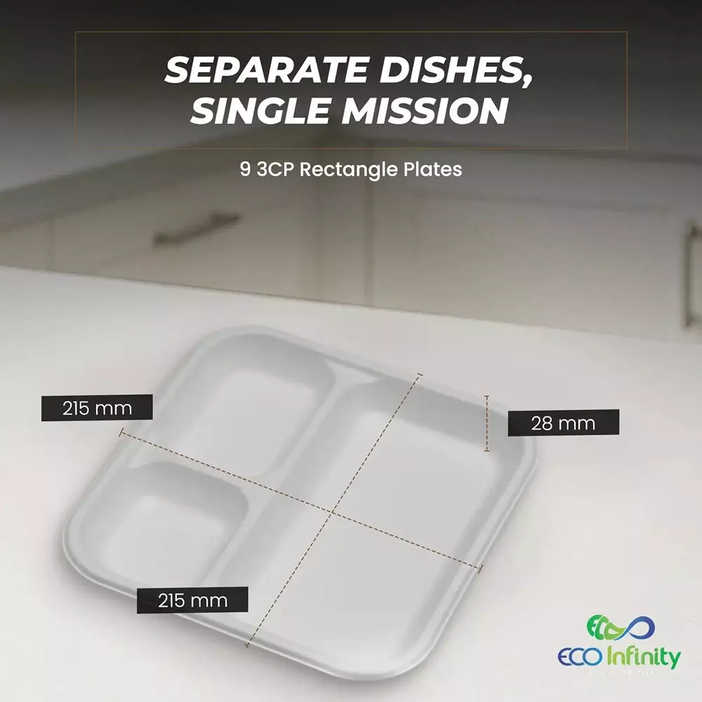 eco-infinity-sectioned-disposable-plate-rectangular-white-3-compartments-2286-mm-9-inch-plate-size-pack-of-100