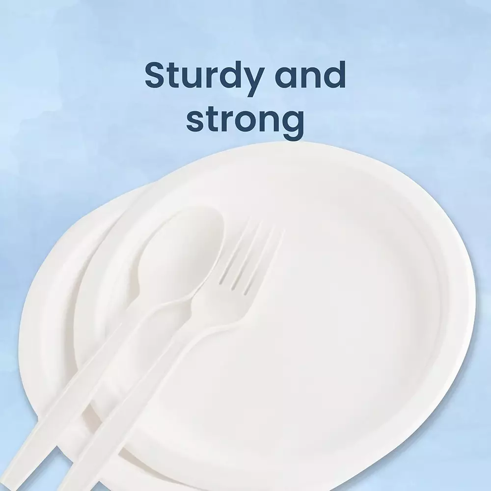 Origami 25 Pcs Each Pulp Plates 178 mm (7 inch) Biodegradable & Eco-friendly Sugarcane Paper White, 553 (Pack of 6 Packets)