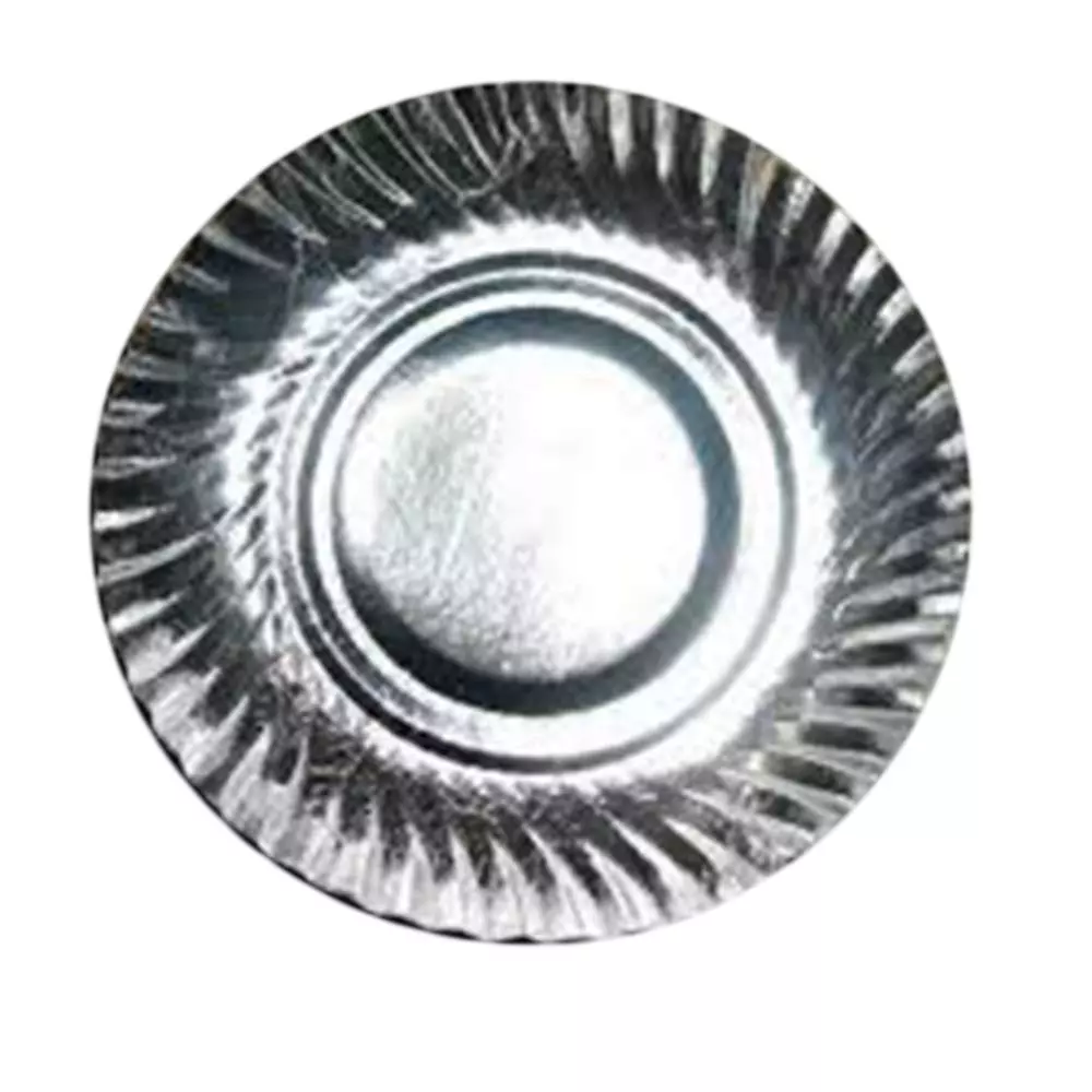 Generic Silver Paper Plate No. 1 Food Grade, Disposable 150 mm (6 Inch), Silver Finish (Pack of 25 Pcs)