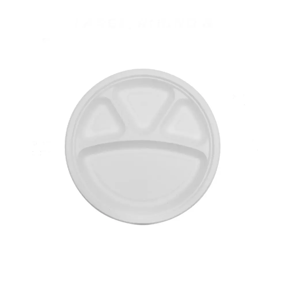 Eco Infinity Sectioned Disposable Plate Round White 4 Compartments 304.8 mm (12 Inch) Plate Size (Pack of 25)