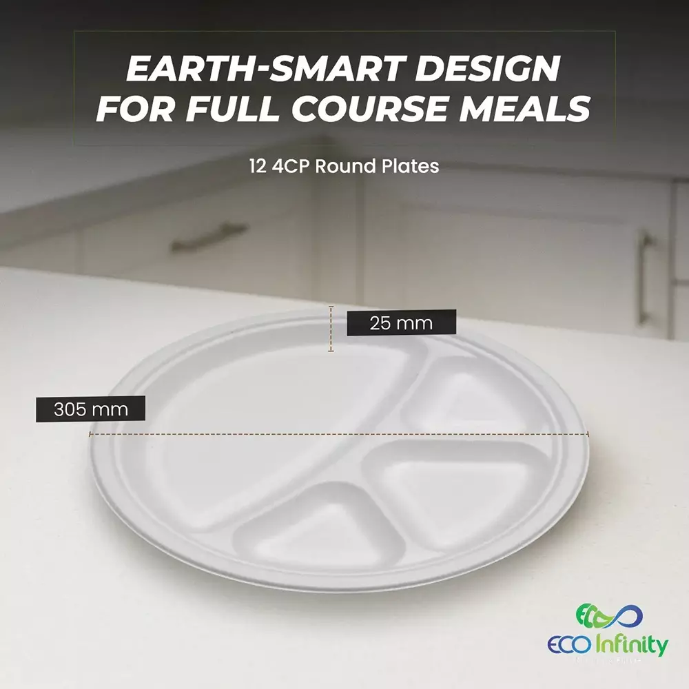 eco-infinity-sectioned-disposable-plate-round-white-4-compartments-3048-mm-12-inch-plate-size-pack-of-25