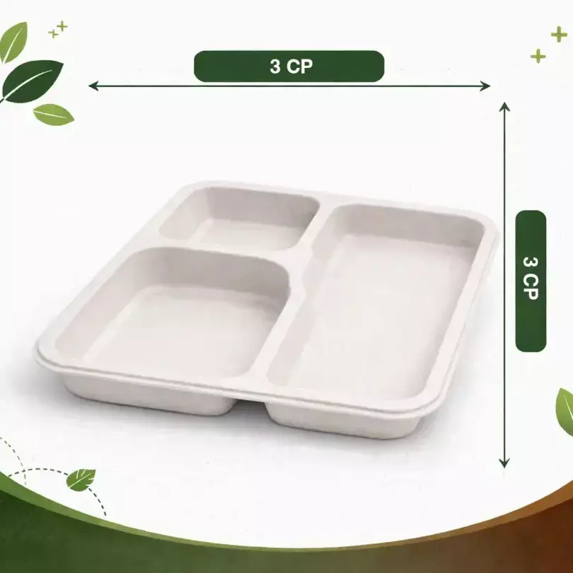 eco-aaroyaa-3-compartment-disposable-meal-tray-sugarcane-bagasse-white-square-shape-for-serving-snack-dinner-foods-pack-of-25-pcs