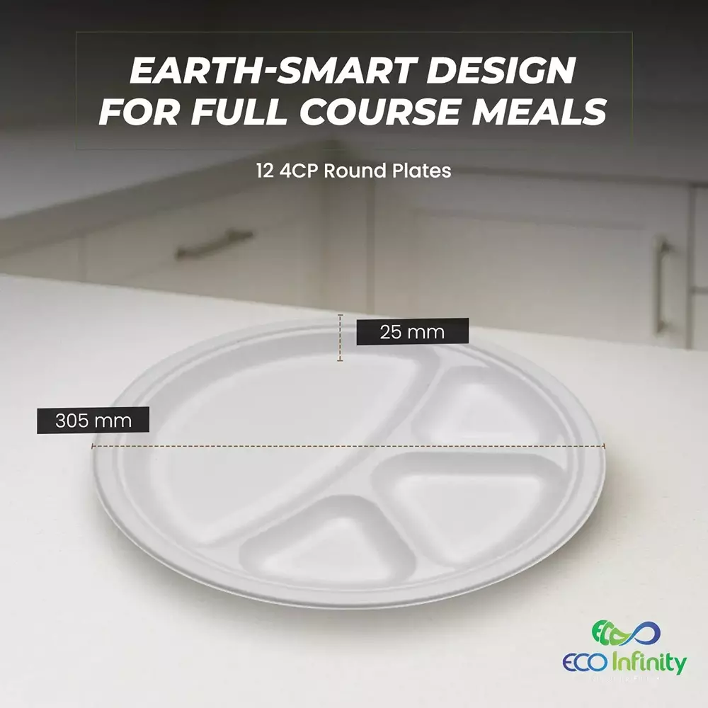 eco-infinity-sectioned-disposable-plate-round-white-4-compartments-3048-mm-12-inch-plate-size-pack-of-100