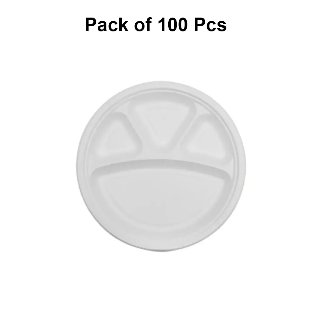 eco-infinity-sectioned-disposable-plate-round-white-4-compartments-2794-mm-11-inch-plate-size-pack-of-100
