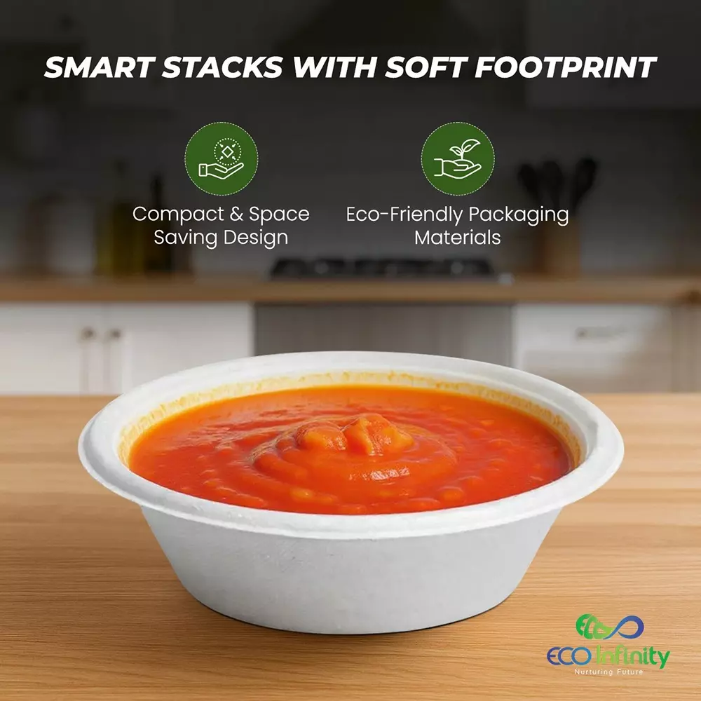 eco-infinity-disposable-bowl-round-shape-white-sugarcane-bagasse-350-ml-capacity-for-serving-snack-dinner-foods-pack-of-100-pcs