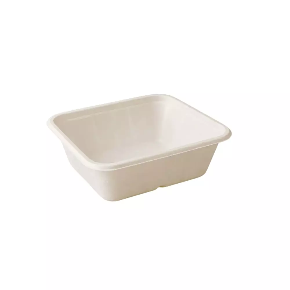 Eco Aaroyaa Container with Lid Sugarcane Bagasse White 750 ml for Serving Snack & Foods, (Pack of 25 Pcs)