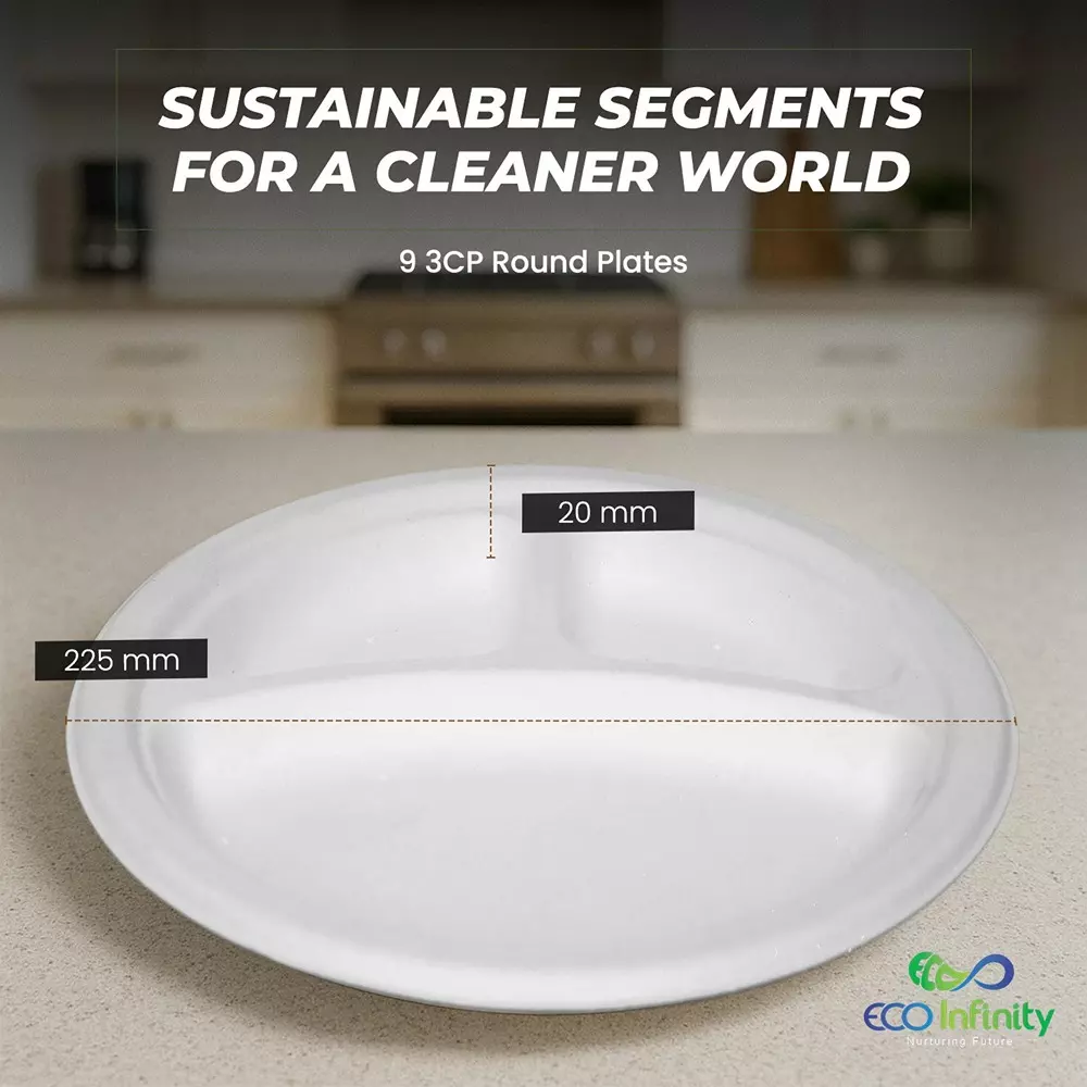 eco-infinity-3-compartment-sectioned-disposable-plate-round-shape-white-sugarcane-bagasse-9-inch-2286-cm-size-for-serving-snack-dinner-foods-pack-of-25-pcs