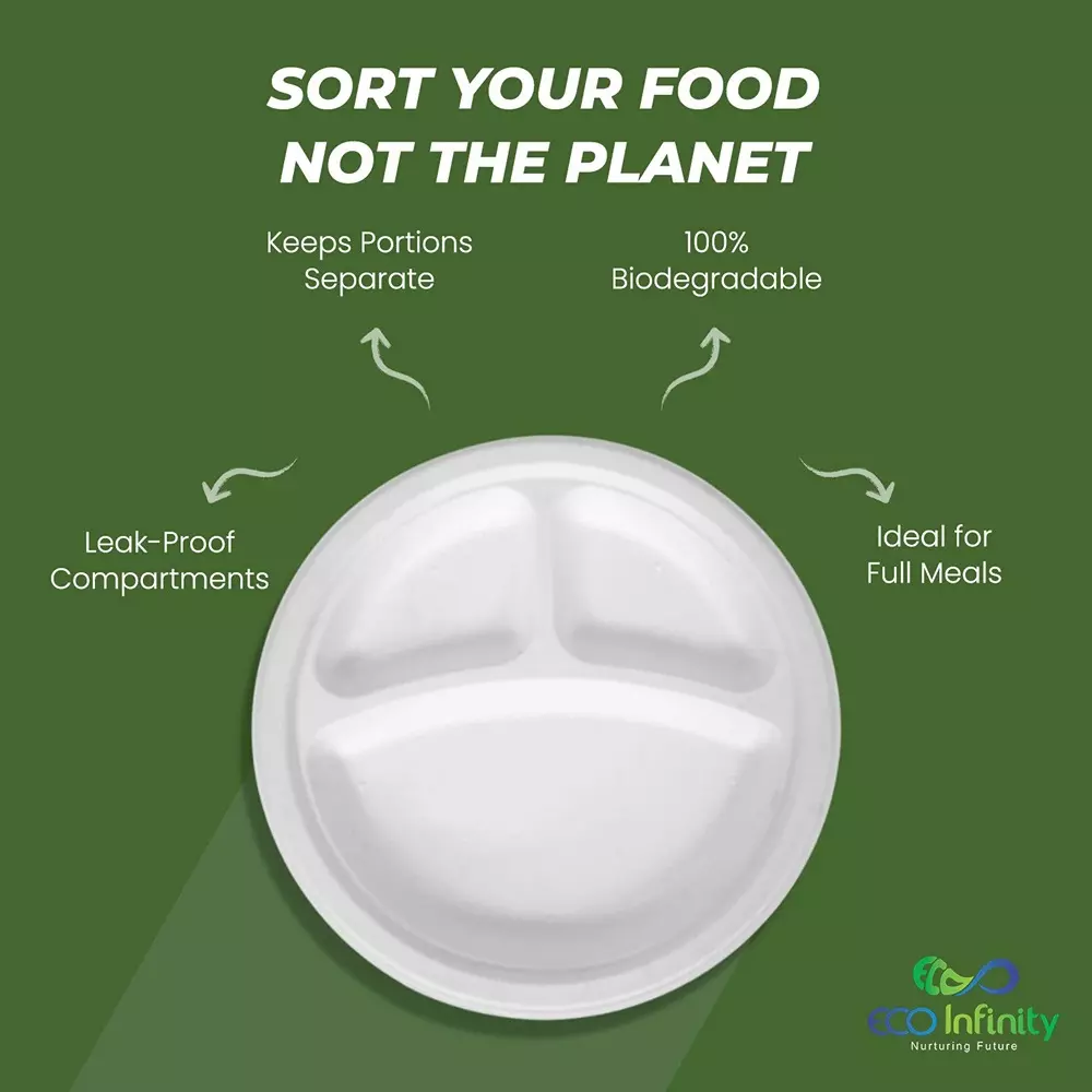 eco-infinity-3-compartment-sectioned-disposable-plate-round-shape-white-sugarcane-bagasse-9-inch-2286-cm-size-for-serving-snack-dinner-foods-pack-of-25-pcs