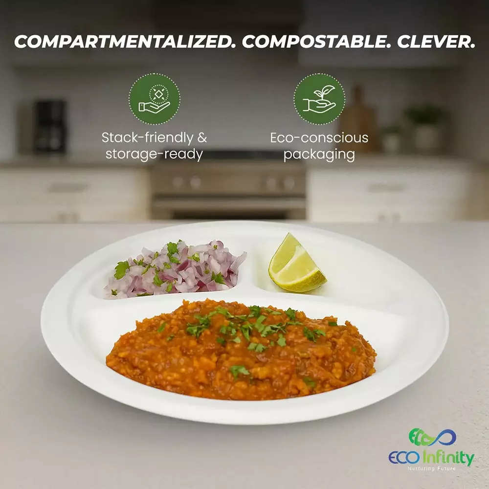 eco-infinity-sectioned-disposable-plate-round-white-3-compartments-2286-mm-9-inch-plate-size-pack-of-100