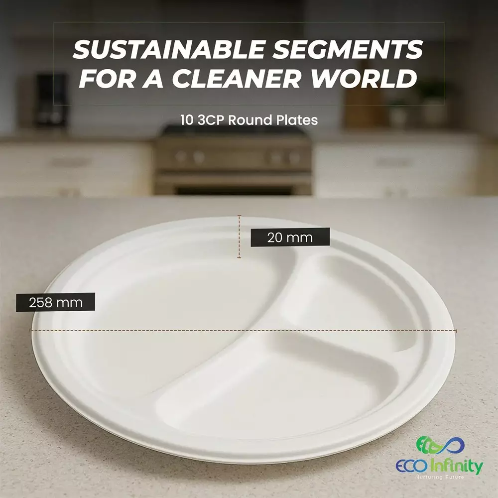 eco-infinity-sectioned-disposable-plate-round-white-3-compartments-254-mm-10-inch-plate-size-pack-of-100