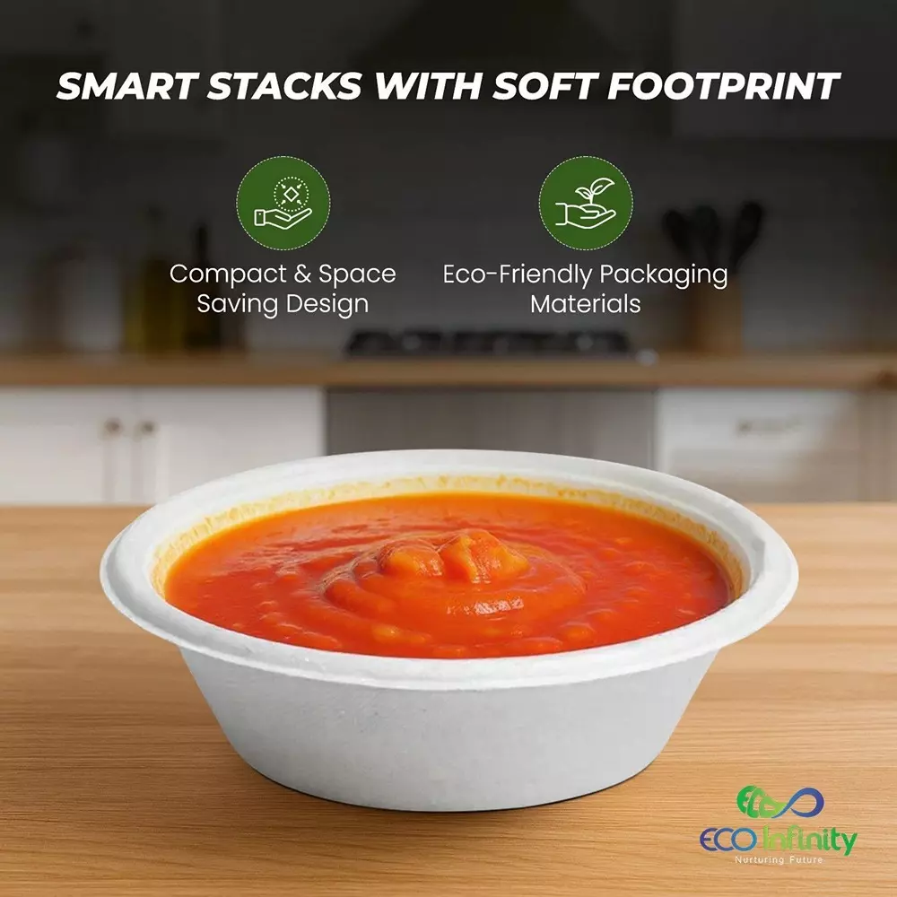 eco-infinity-disposable-bowl-round-shape-white-sugarcane-bagasse-350-ml-capacity-for-serving-snack-dinner-foods-pack-of-50-pcs