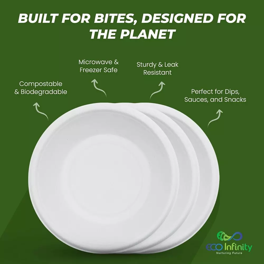 eco-infinity-disposable-bowl-round-shape-white-sugarcane-bagasse-350-ml-capacity-for-serving-snack-dinner-foods-pack-of-50-pcs