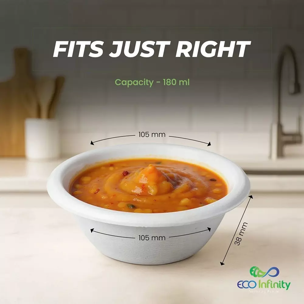 eco-infinity-disposable-bowl-round-shape-white-sugarcane-bagasse-180-ml-capacity-for-serving-snack-dinner-foods-pack-of-50-pcs