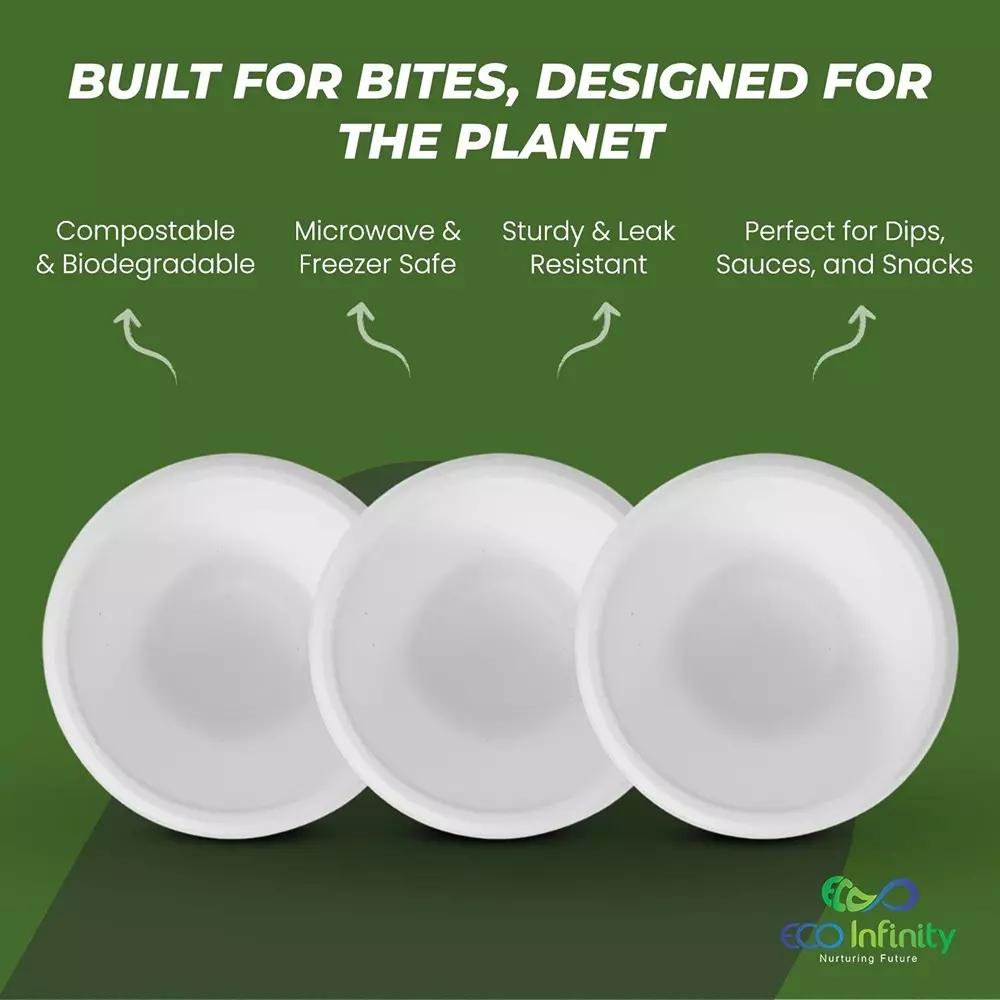 eco-infinity-disposable-bowl-round-shape-white-sugarcane-bagasse-180-ml-capacity-for-serving-snack-dinner-foods-pack-of-50-pcs